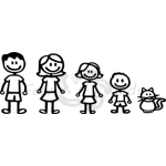 Familie poppetjes auto sticker