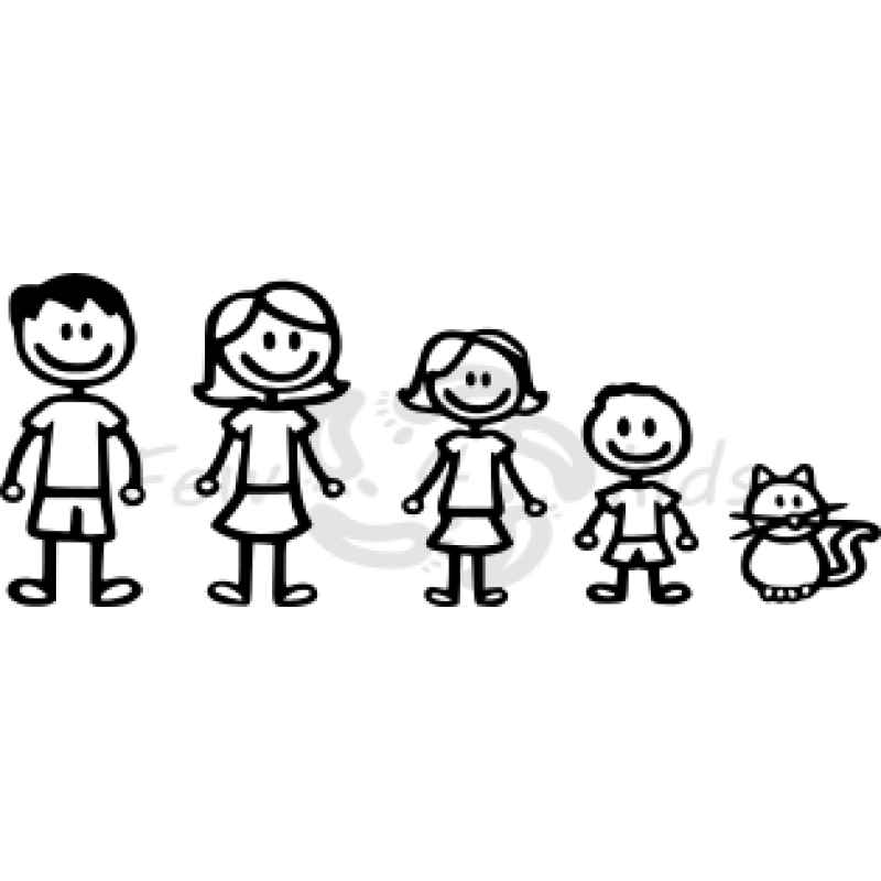 Familie poppetjes auto sticker